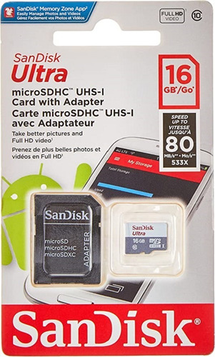 Cartao Memoria Micro Sd Sandisk 16gb Ultra Classe 10 Origina