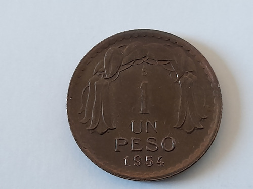 Moneda Chile 1 Peso 1954 Cobre Casi Unc(&502 (Usado)