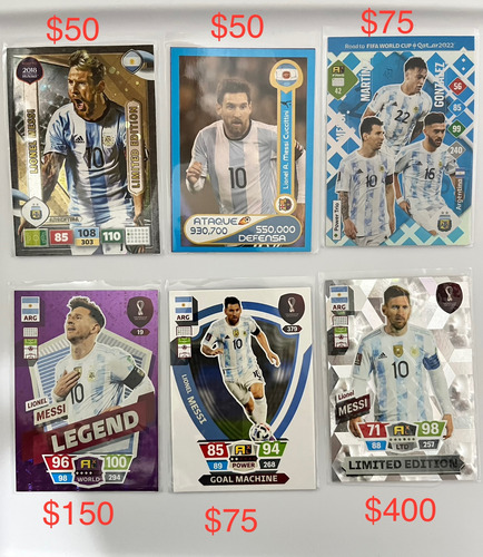 Messi Estampas Tarjetas Fútbol Lionel Messi Tarjeta (Usado)