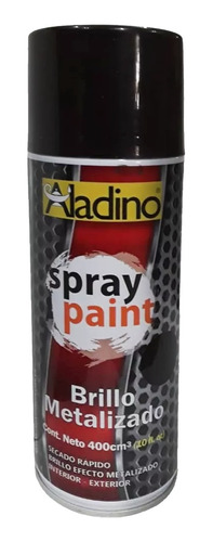 Pintura Spray Brillo Metalizado Aladino 400cc Negro