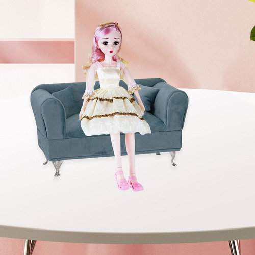 1/6 Dollhouse Sofá Sofá Joya De Joyería De Joyería Azul