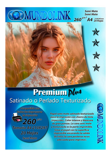 Papel Fotográfico Satinado Perlado Texturizado Premium Rc A4