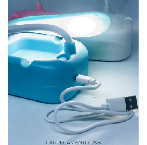 Luminária De Mesa Articulável Led Recarregável Com Suporte Cor da estrutura Rosa