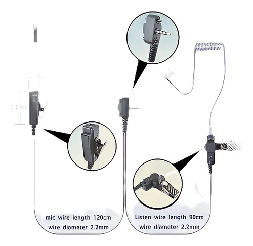 2-cable Auricular Micrófono Auricular Para Vertex Vx400 Está