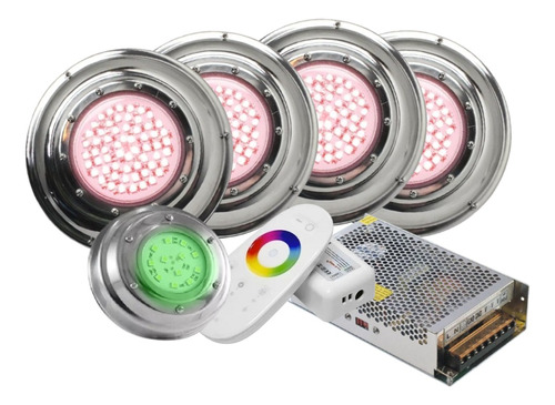 Kit Completo 4 Luces Led Rgb+ 1 Luz Pileta Rgb Chica