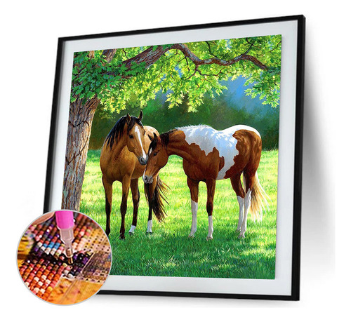 Mosaico De Punto De Cruz De Caballo Con Pintura De Diamante