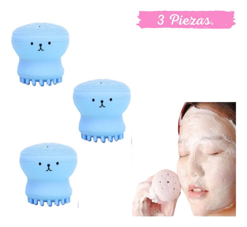 Cepillo Limpiador Exfoliante Facial Forma De Pulpo(3 Piezas)