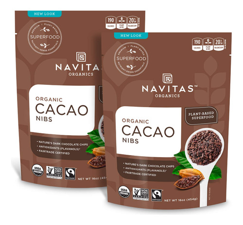 Navitas Organics Plumas De Cacao De 16 Onzas (paquete De 2) 