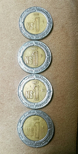 $1 Nuevos Pesos (2) 1993, (1) 1994, (1) 1995 México