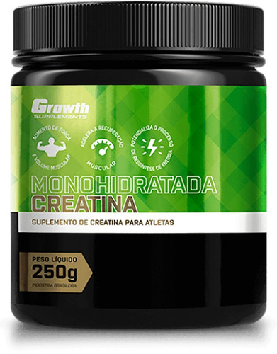 Creatina Monohidratada em pote de 250 gramas Growth Supplements para Hipertrofia Aumento de Força e Volume