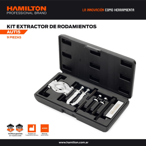 Extractor Ruleman Rodamientos Kit 9pcs Maletin Hamilton