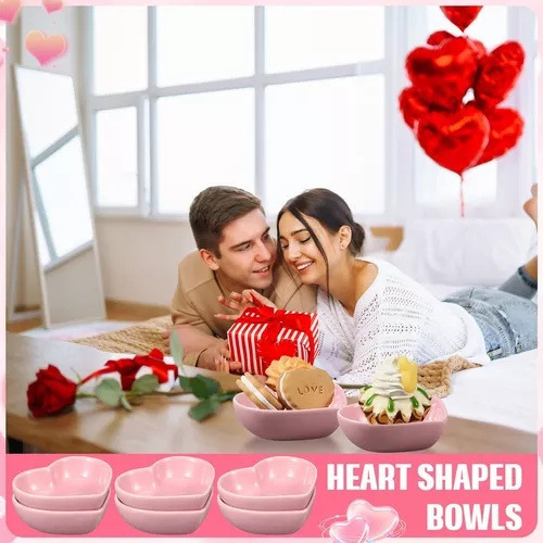 B 6 Piezas Cuencos En Forma De Corazón Platos De Cer