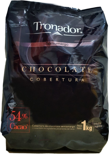 Chocolate Cobertura Semi Amargo Resposteria Tronador X1 Kilo