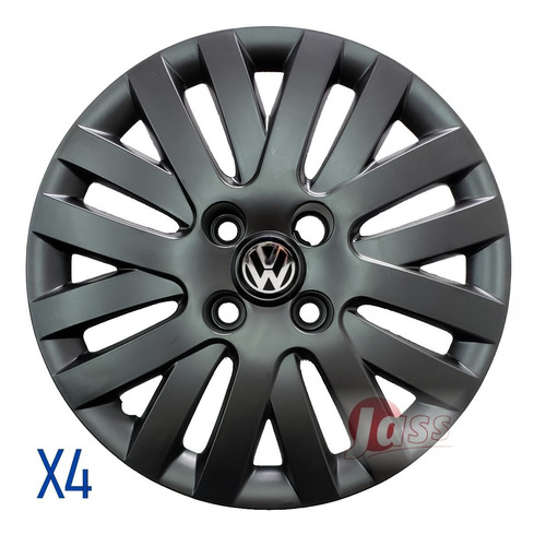 Juego X 4 Tazas Vw Gol / Gol Trend Rodado 14 Negra Con Logo