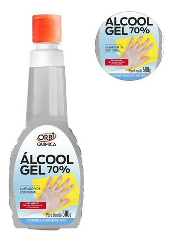 Kit 20 Álcool Em Gel 70% Higienizador De Mãos 500g  