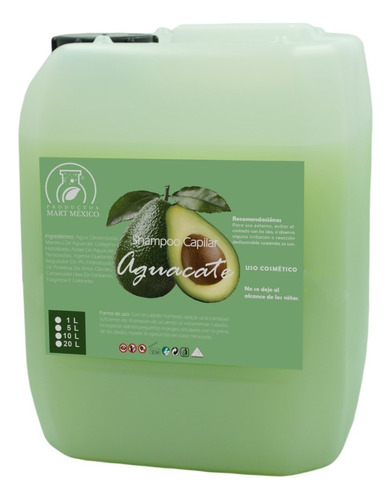  Shampoo Capilar De Aguacate Hidratante (5 Litros)