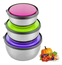 Comprar Set X3 Bowls Cocina Acero Inoxidable Repostería Colores Xl