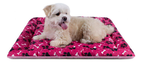 Cama Caminha Para Cachorro Gato Colchonete Dupla Face 80x60 Estampas Patas Rosa