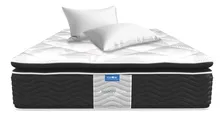 Colchón King Size Restonic Confort Ortopédico, Tela Antibacterial + 2 Almohadas Hipoalergénicas Café/gris