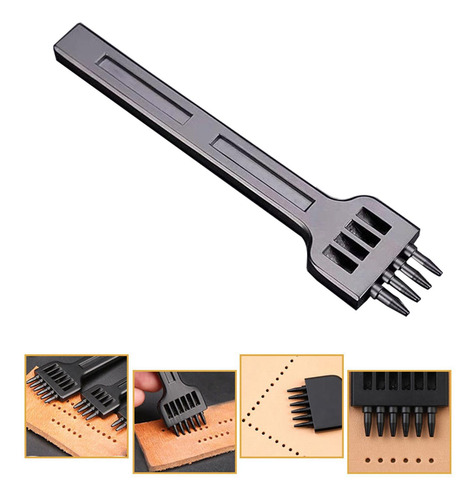 Perforadora De Cuero Para Perforar Filas 4 Mm 4 Puntas Negro