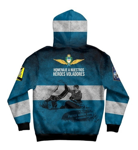 Imagen 2 de 2 de Buzo Hoodie Argentina Malvinas Homenaje A Los Pilotos Mod 7