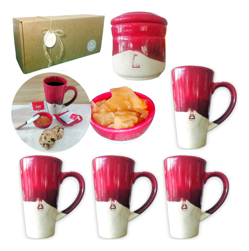 Set Desayuno Taza Cerámica Kit Artesanal Regalo Caja Kvjr087