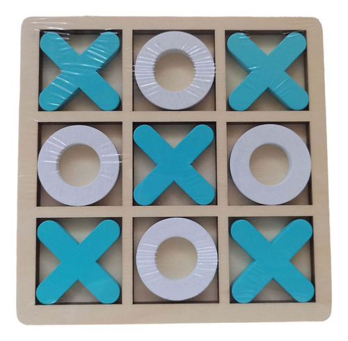 Juego De Madera Tic Tac Toe, Juego De Mesa De Ajedrez Azul