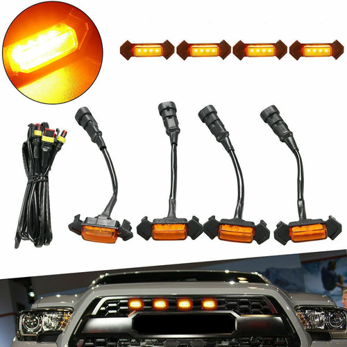 Kit De 4 Luces Led Ámbar For Parrilla Toyota Tacoma Trd Gri