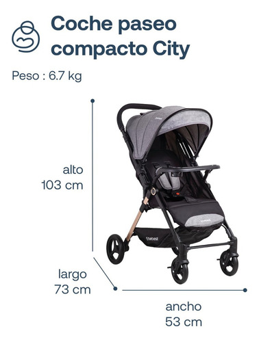 Carriola Infantil BB2200QB100G Reversible Reclinable Gris Bebesit