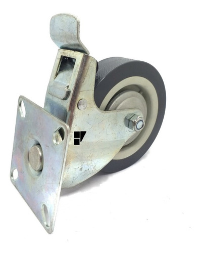 Rueda 100mm Diametro Reforzada Con Base Y Freno Goma Acero