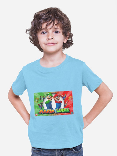 Polera Infantil Unisex Mario Bros Super Luiggi Estampado