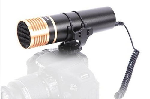 Micrófono de condensador estéreo para cámara réflex digital, videocámara y color negro