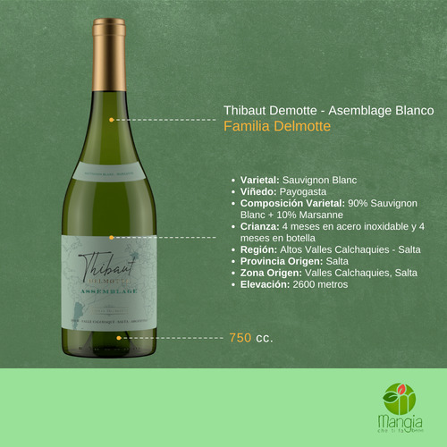 Vino Thibaut Delmotte Assemblage Suav. Blanc-marsanne 750cc