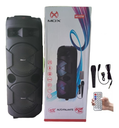 Caixa De Som Moxmo-s750 Bluetooth Auto Falante Com Microfone Cor Preto 110v/220v