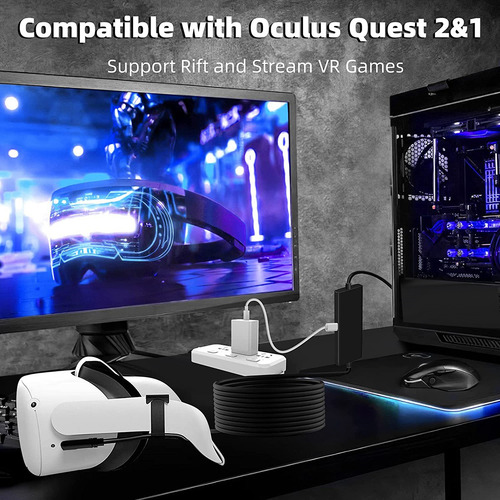 Cabo Vr Link Para Oculus Quest 2/pro, Usb 3.0 Tipo A A C Ca