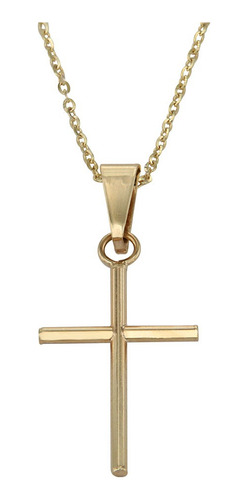 Collar De Cruz De Tubo De Oro De 10k Color Dorado
