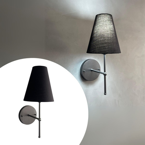 Arandela De Parede Classica Com Cúpula + Lampada Branco Frio Estrutura Chumbo Cup Preto