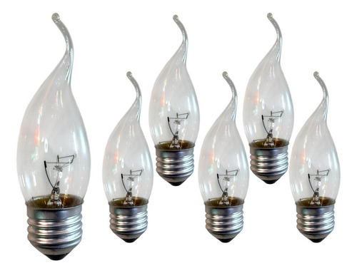 Lâmpada Vela Bico Torto 40w 127v E27 Clara Kit 6 Unidades Luz Branco-quente