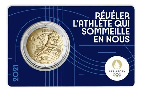 Card Azul 2021 Moedas 2 Euro Olimpíadas De Paris 2024