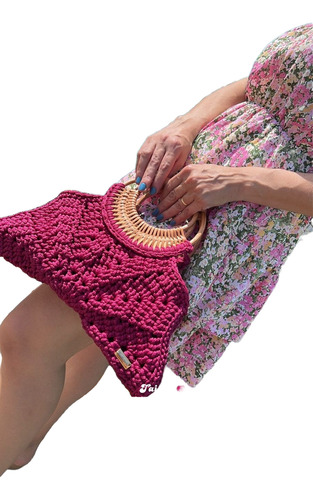 Bolsa/clutch Artesanal De Crochê Taartecrochê - Magenta Magenta