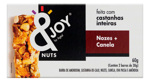 Pack Barra de Nuts Nozes e Canela &Joy Caixa 60g 2 Unidades