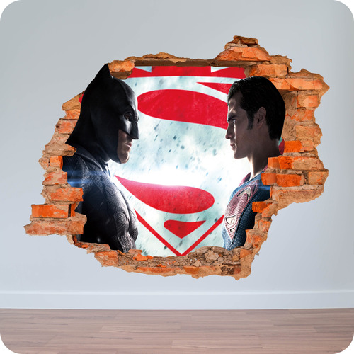 Vinilos Pared Rota 3d Batman Vs Superman 80x80