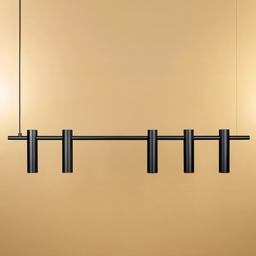 Luminária Pendente Retangular 100cm Tubos Preto