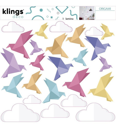 Imagen 2 de 3 de Vinilos Decorativos Pajaros Origami Zen Pajaritos