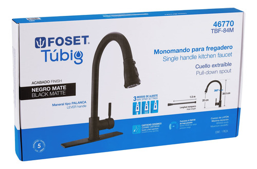 Monomando Para Fregadero,cuello Extraible Foset Tubig 46770