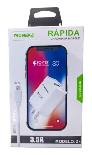 Paquete 5 Pzs. Power Quick Charge 3.5a Modelo D4, V8. Moreka