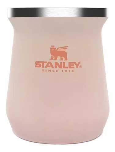 VASO TERMICO SIMIL STANLEY ROSA PASTEL CON PICO Y MANIJA 900ML