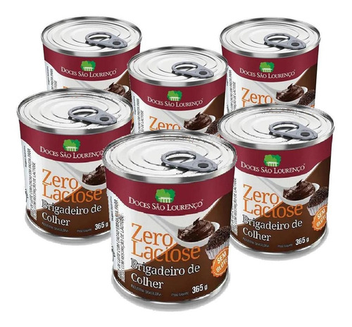 Kit 6 Uni Brigadeiro Colher Zero Lactose São Lourenço 365g