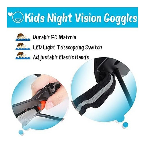 Agm-gafas De Vision Nocturna, 25 Pies Ajustables Con Luces