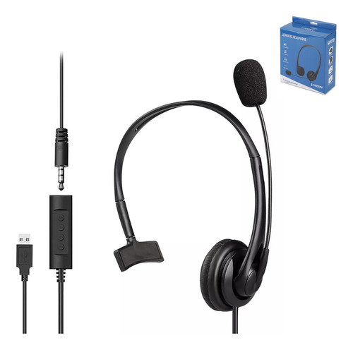 Fone De Ouvido Removíve C/ Microfone Usb Headset Call Center